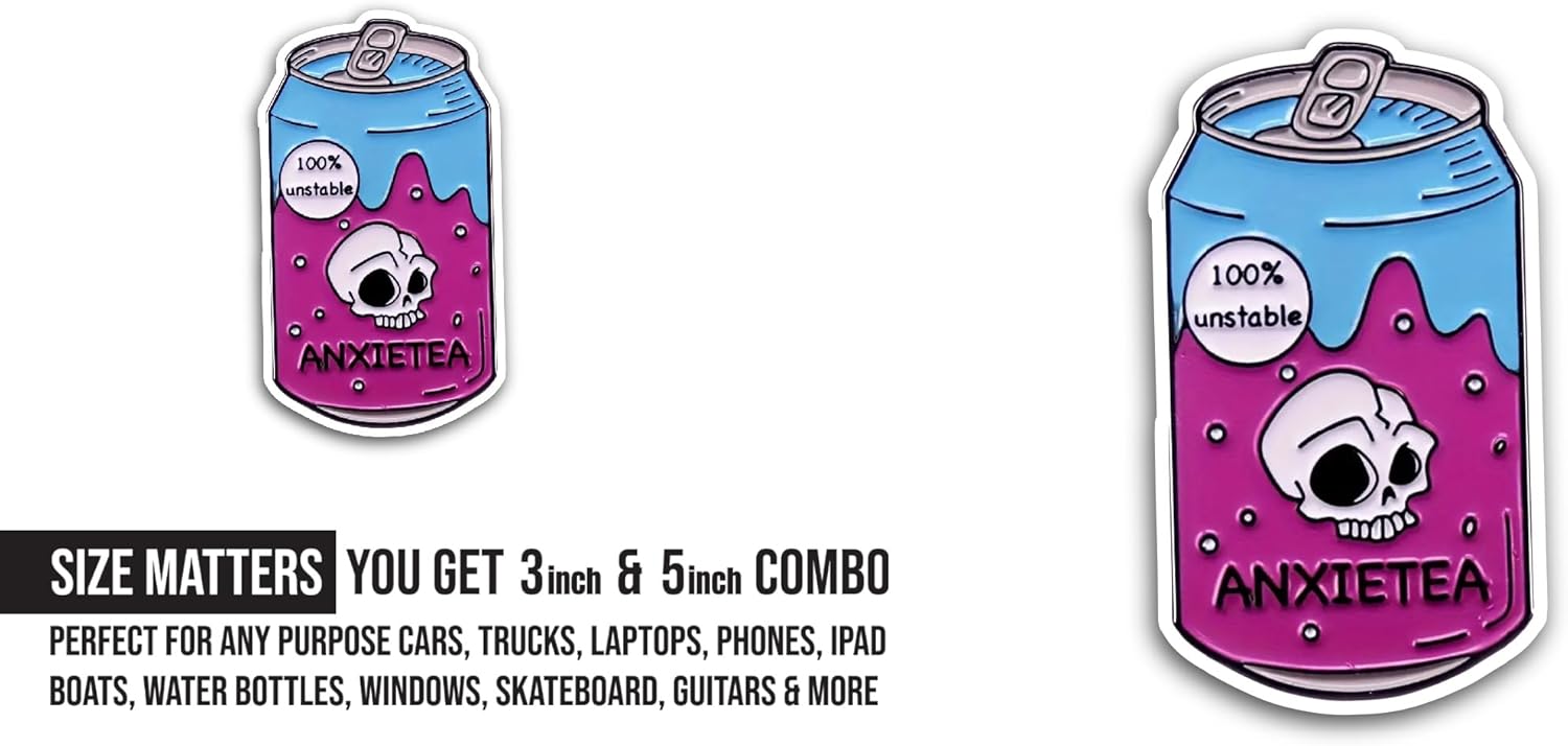 2 (Pieces) 3" and 5" Soda can with Skull Sticker, Waterproof Vinyl Decals for Many Purpose Like Cars, Trucks, Laptops, Phones, Windows and More
