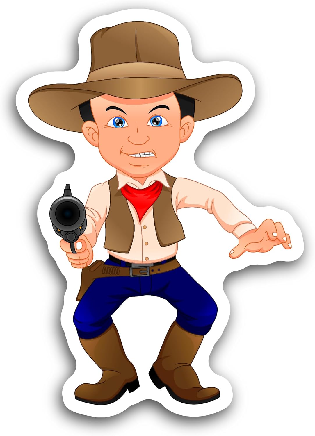 2 (Pieces) 3" and 5" Cowboy with A Gun Sticker, Waterproof Vinyl Decals for Many Purpose Like Cars, Trucks, Laptops, Phones, Windows and More