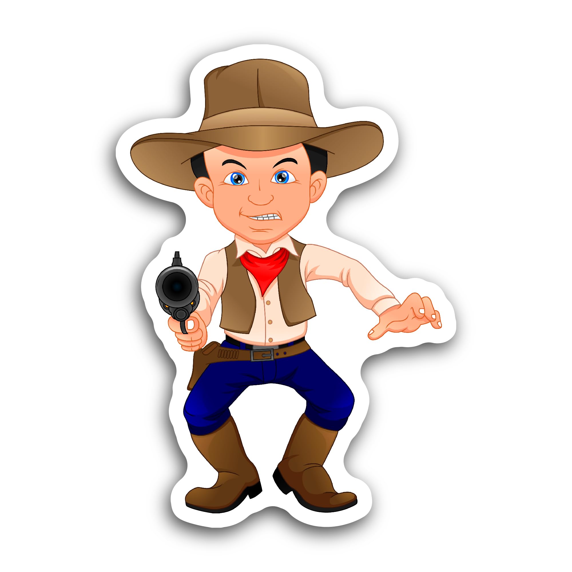 2 (Pieces) 3" and 5" Cowboy with A Gun Sticker, Waterproof Vinyl Decals for Many Purpose Like Cars, 