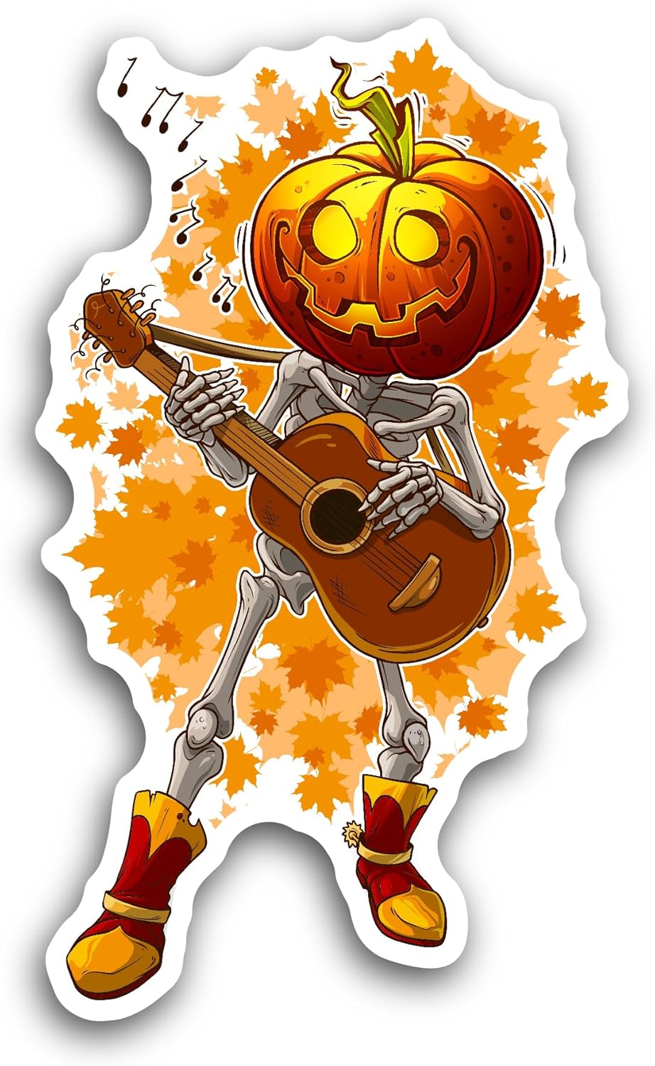 2 (Pieces) 3" and 5" Cartoon Skeleton with Pumpkin Sticker, Waterproof Vinyl Decals for Many Purpose Like Cars, Trucks, Laptops, Phones, Windows and More