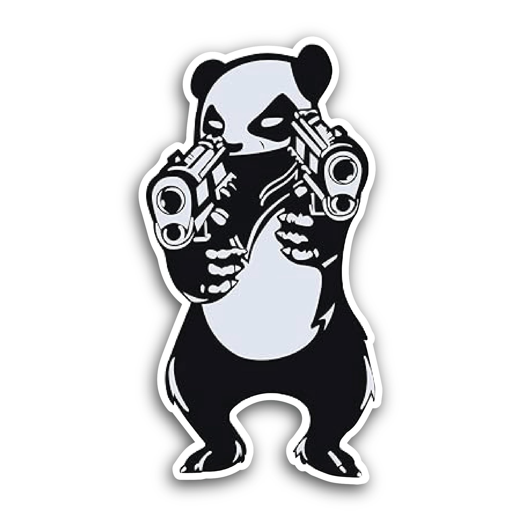 2 (Pieces) 3" and 5" Panda with Gun Sticker, Waterproof Vinyl Decals for Many Purpose Like Cars, Tru
