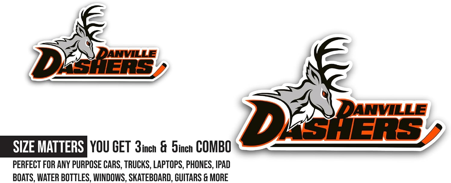 2 (Pieces) 3" and 5" Danville D@shers Sticker, Waterproof Vinyl Decals for Many Purpose Like Cars, Trucks, Laptops, Phones, Windows and More