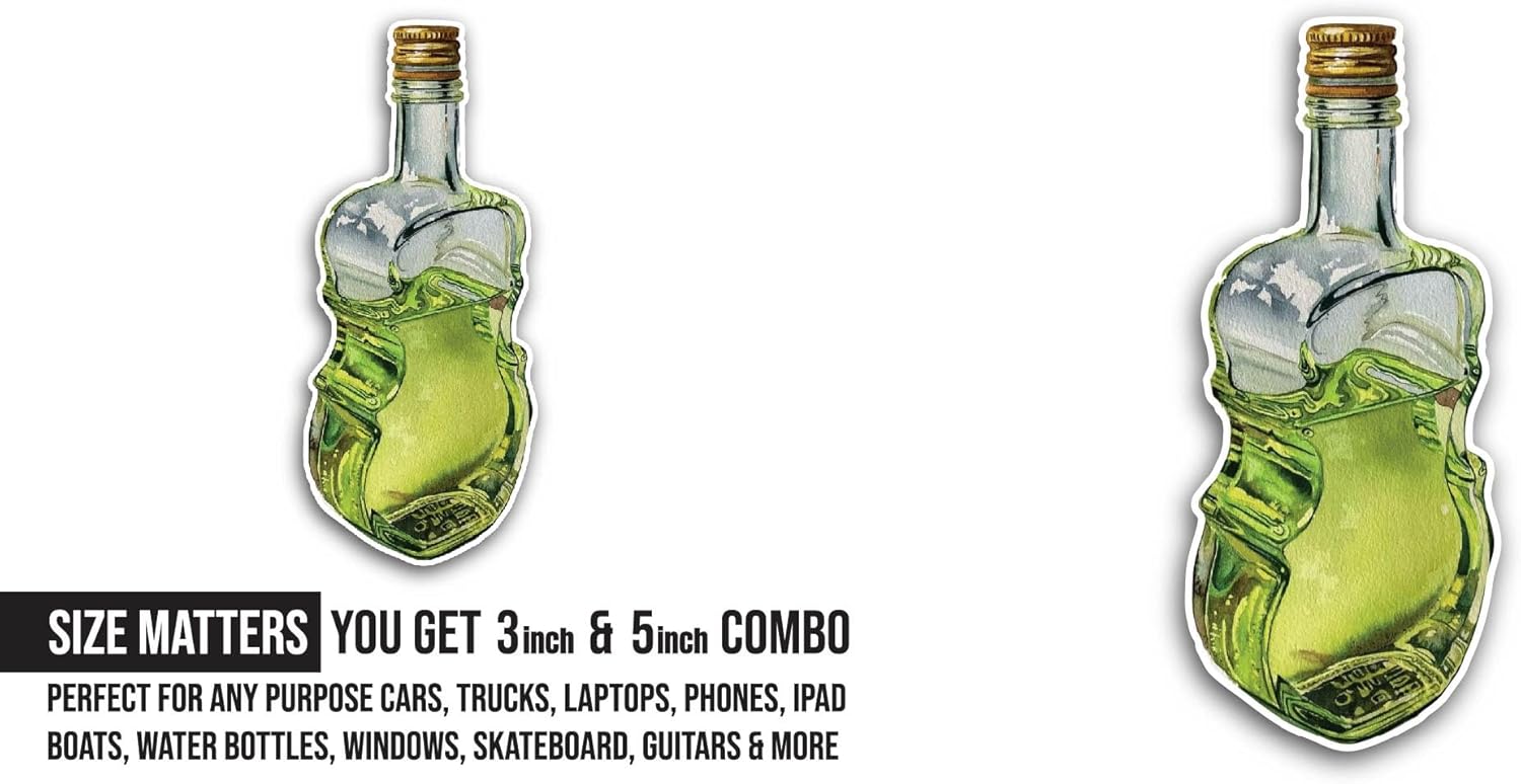 2 (Pieces) 3" and 5" Liquor Bottle Sticker, Waterproof Vinyl Decals for Many Purpose Like Cars, Trucks, Laptops, Phones, Windows and More