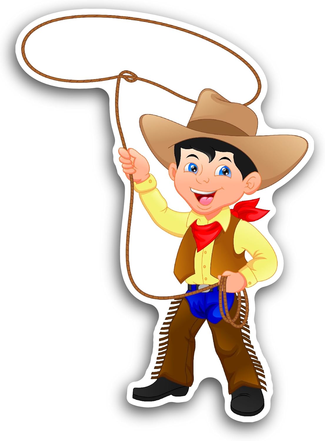 2 (Pieces) 3" and 5" Cowboy Twirling Lasso Sticker, Waterproof Vinyl Decals for Many Purpose Like Cars, Trucks, Laptops, Phones, Windows and More