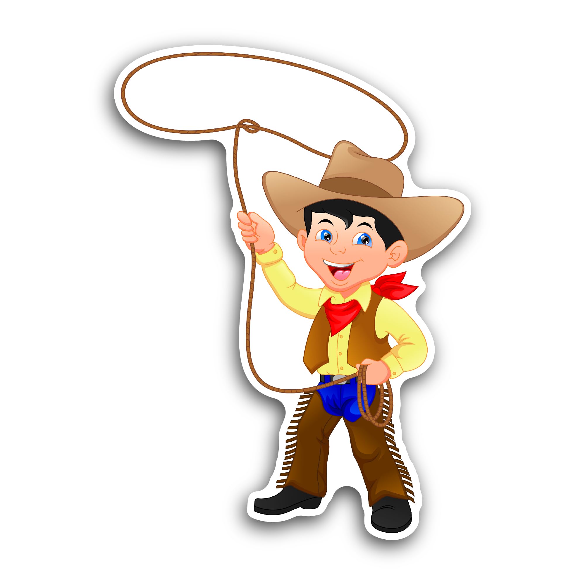 2 (Pieces) 3" and 5" Cowboy Twirling Lasso Sticker, Waterproof Vinyl Decals for Many Purpose Like Ca