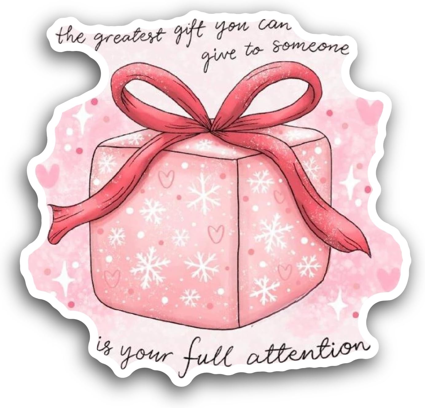 2 (Pieces) 3" and 5" Pink Gift BoxSticker, Waterproof Vinyl Decals for Many Purpose Like Cars, Trucks, Laptops, Phones, Windows and More