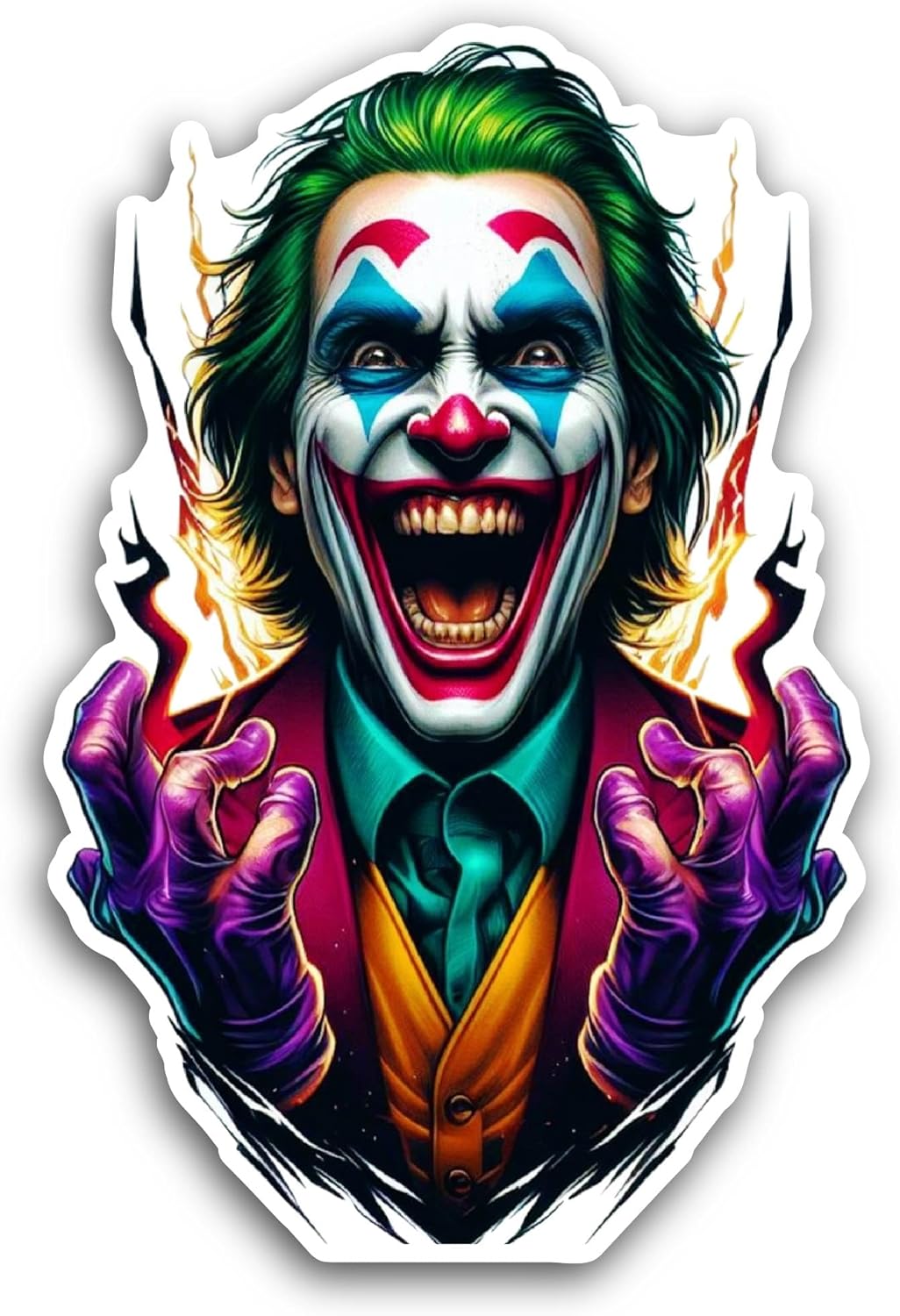 2 (Pieces) 3" and 5" Laughing Joker Face Sticker, Waterproof Vinyl Decals for Many Purpose Like Cars, Trucks, Laptops, Phones, Windows and More