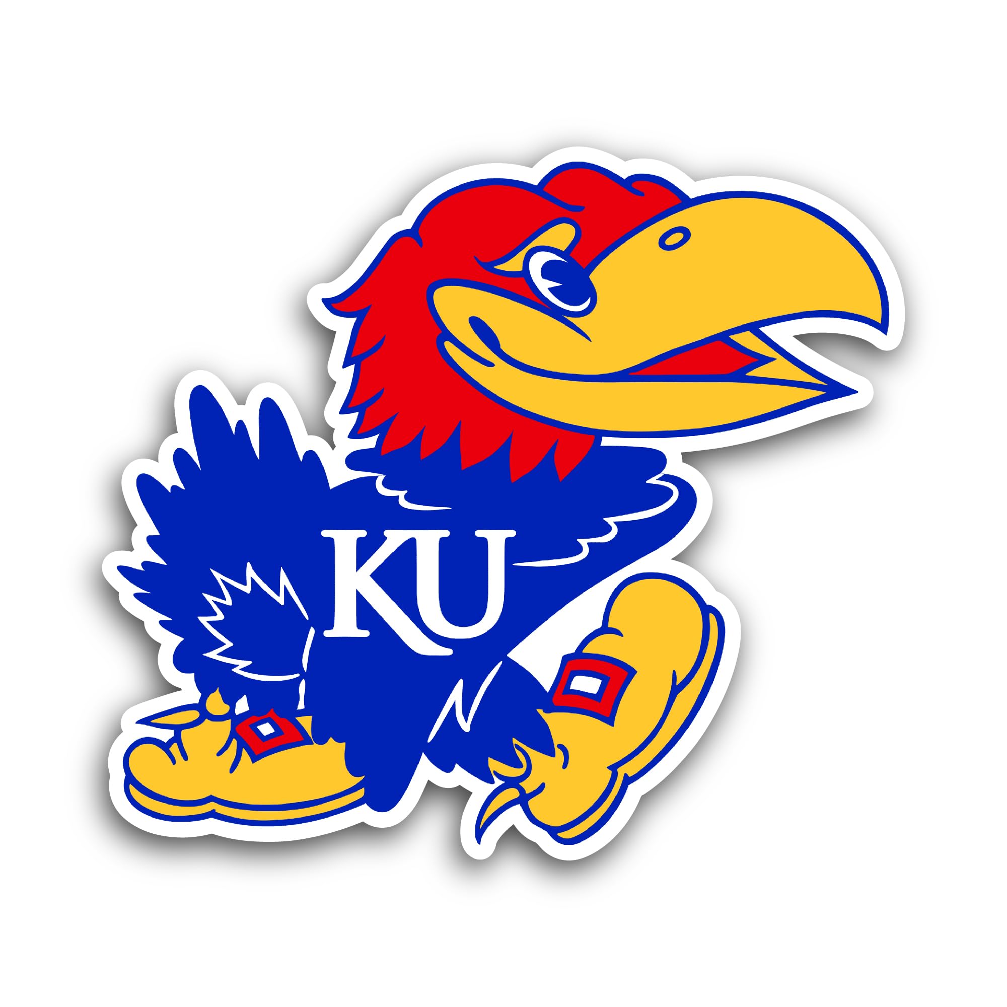 2 (Pieces) 3" and 5" K@nsas Jayhawks Sticker, Waterproof Vinyl Decals for Many Purpose Like Cars, Tr