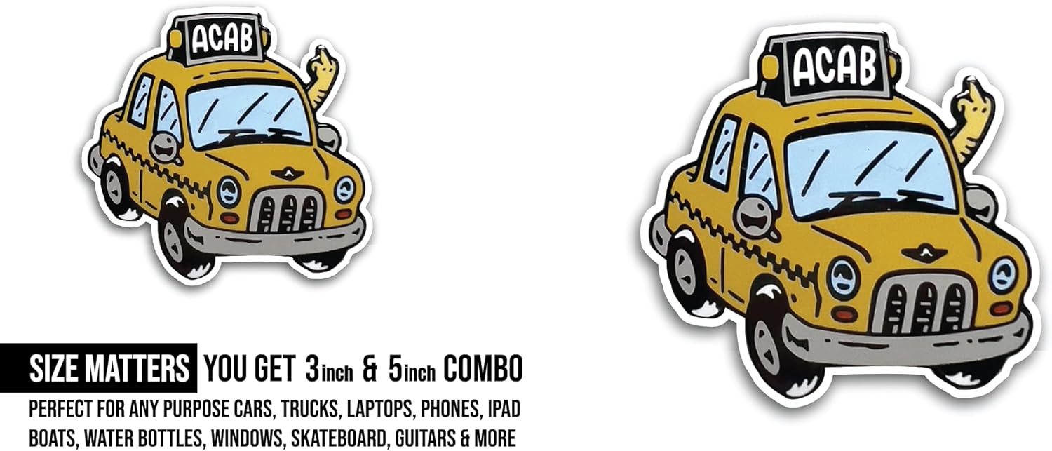 2 (Pieces) 3" and 5" Taxi Sticker, Waterproof Vinyl Decals for Many Purpose Like Cars, Trucks, Laptops, Phones, Windows and More
