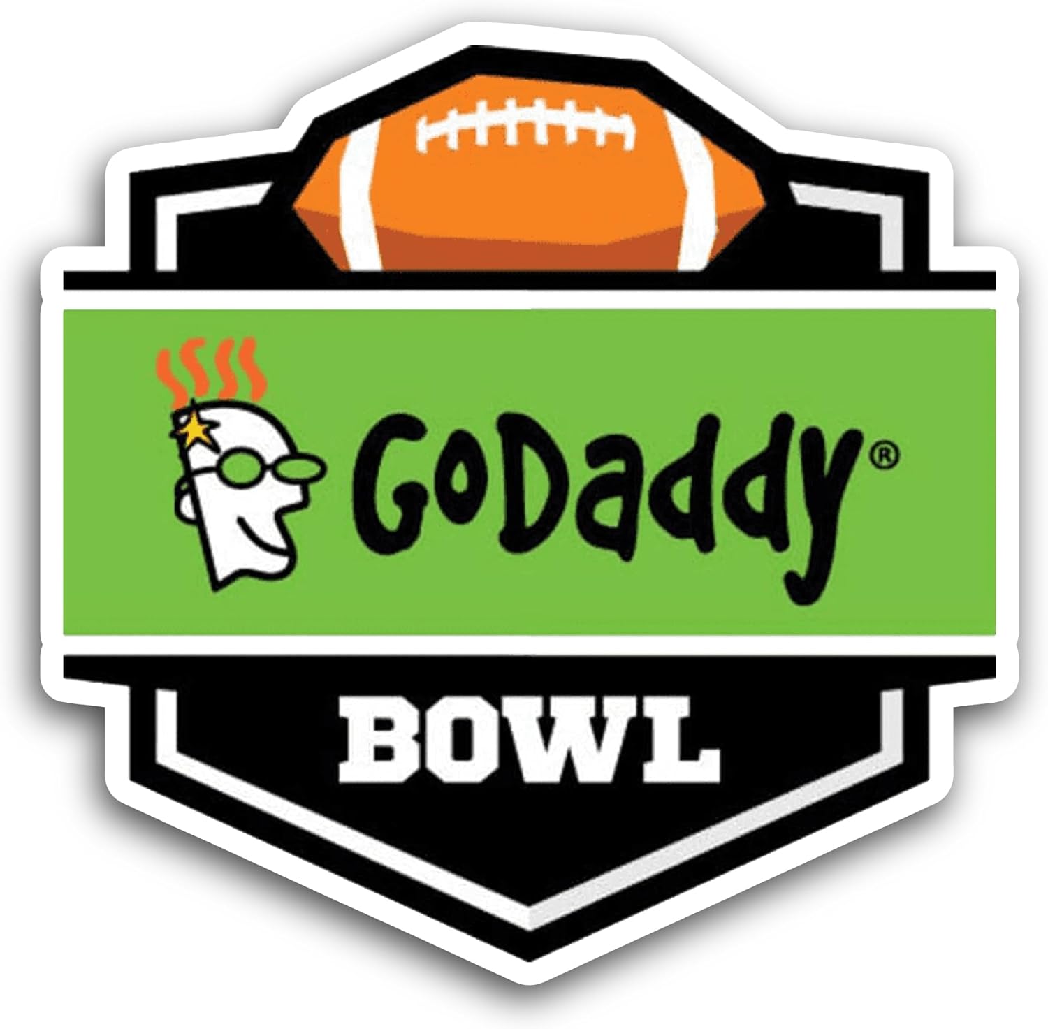 2 (Pieces) 3" and 5" GoDaddy B0wl Logo Sticker, Waterproof Vinyl Decals for Many Purpose Like Cars, Trucks, Laptops, Phones, Windows and More