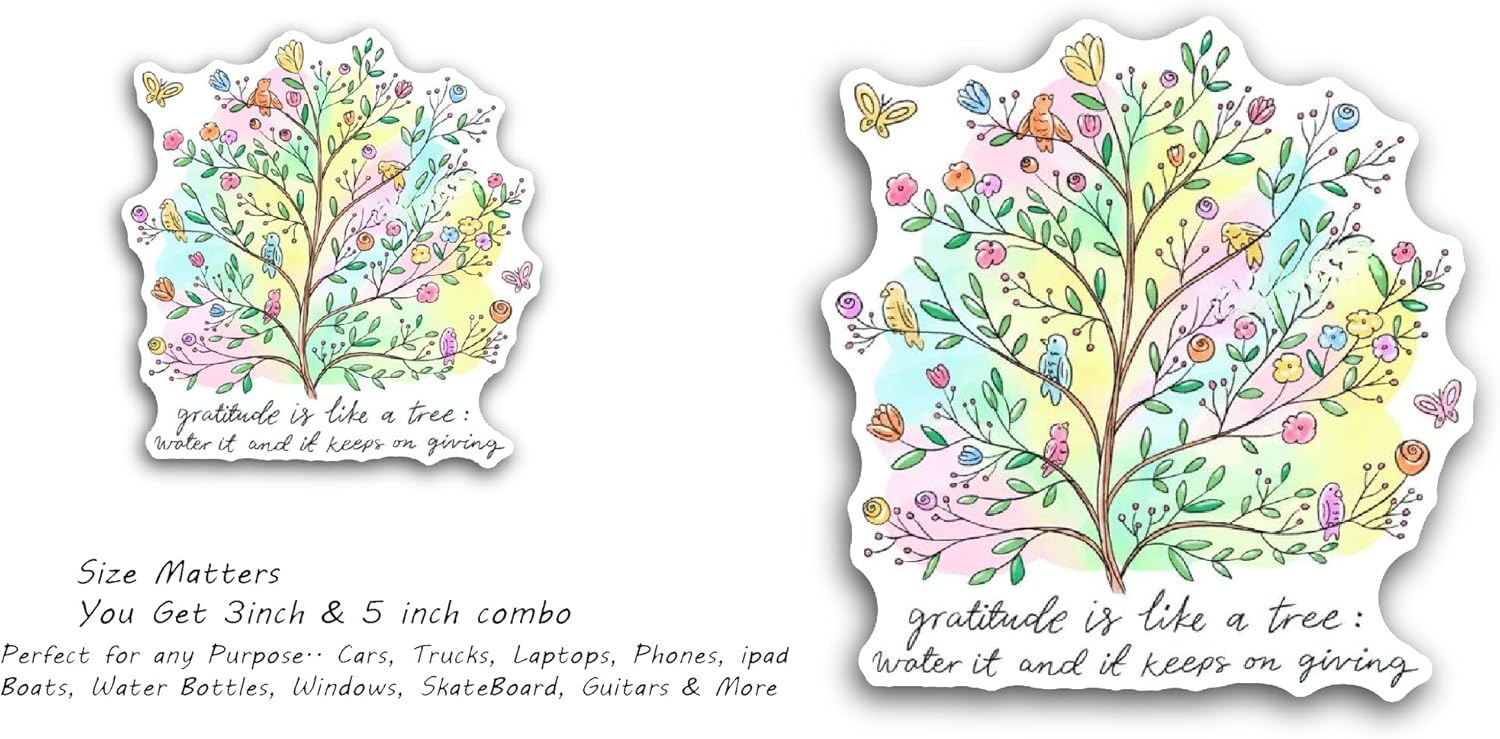 2 (Pieces) 3" and 5" Spring Tree Sticker, Waterproof Vinyl Decals for Many Purpose Like Cars, Trucks, Laptops, Phones, Windows and More
