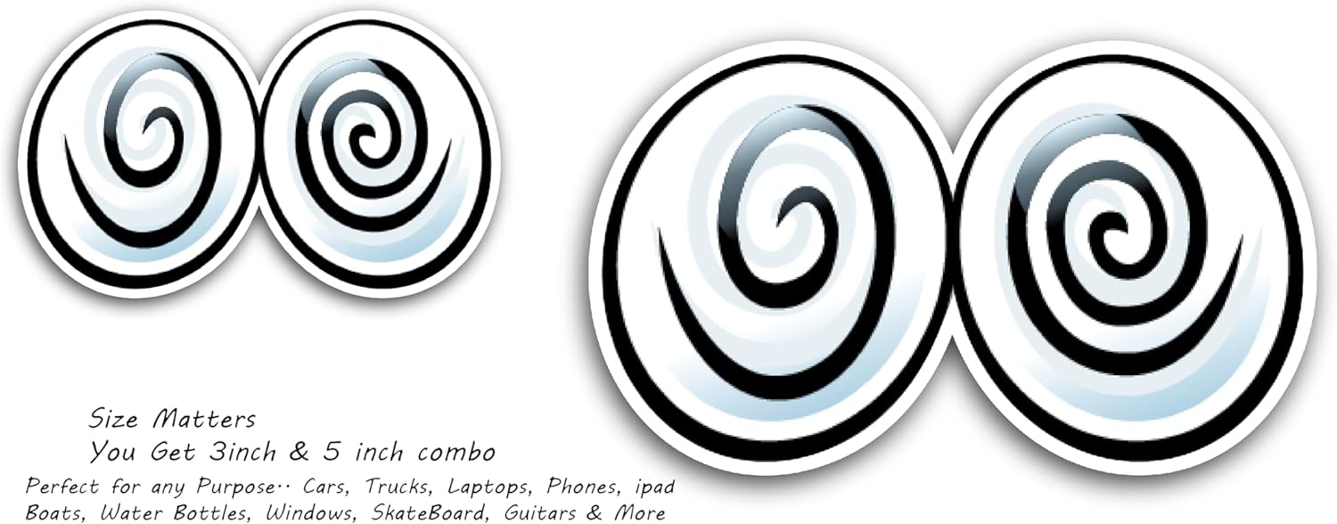 2 (Pieces) 3" and 5" Confused Black Eyes Decal Sticker, Waterproof Vinyl Decals for Many Purpose Like Cars, Trucks, Laptops, Phones, Windows and More