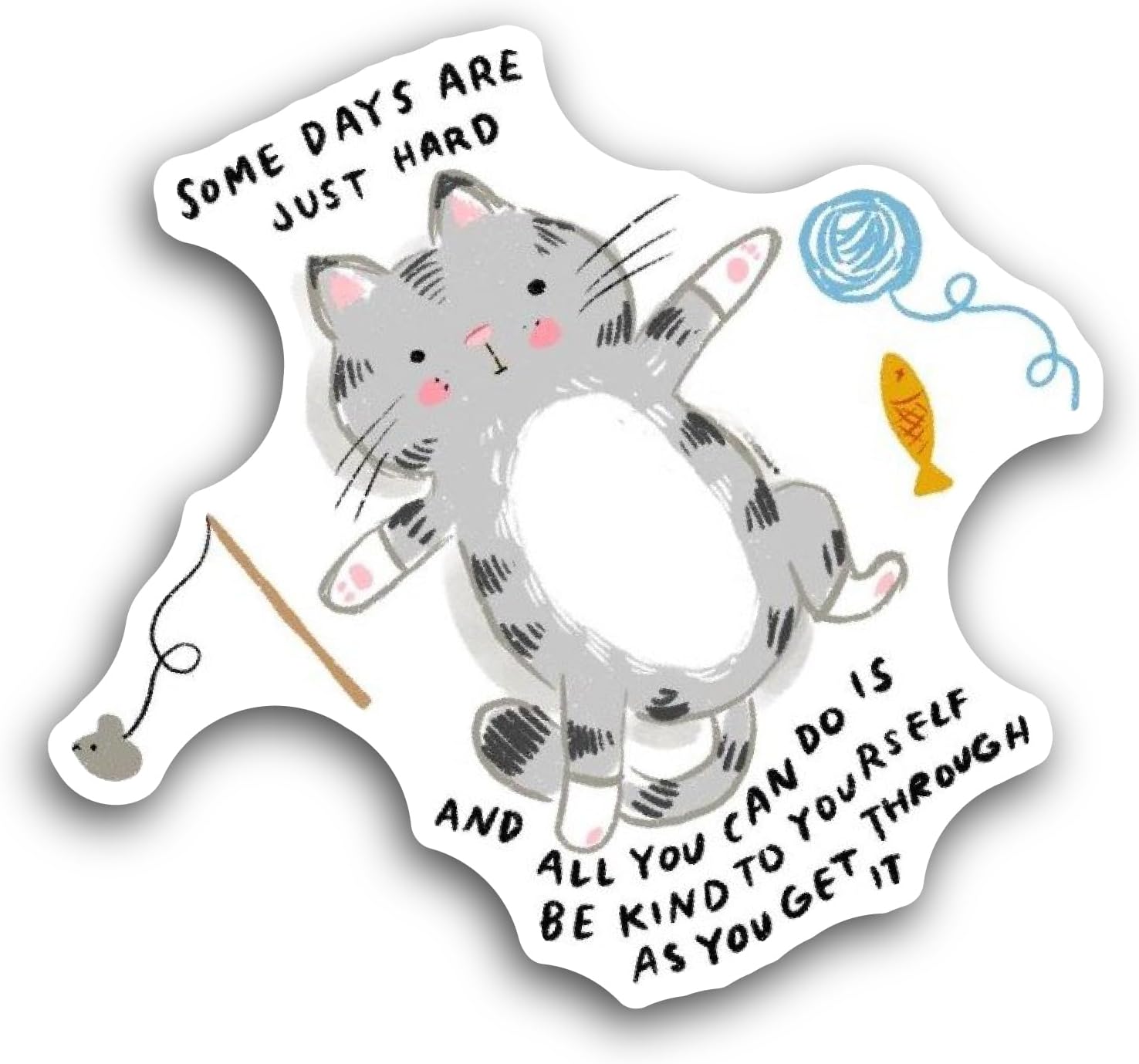 2 (Pieces) 3" and 5" Cute Cat Cartoon Sticker, Waterproof Vinyl Decals for Many Purpose Like Cars, Trucks, Laptops, Phones, Windows and More