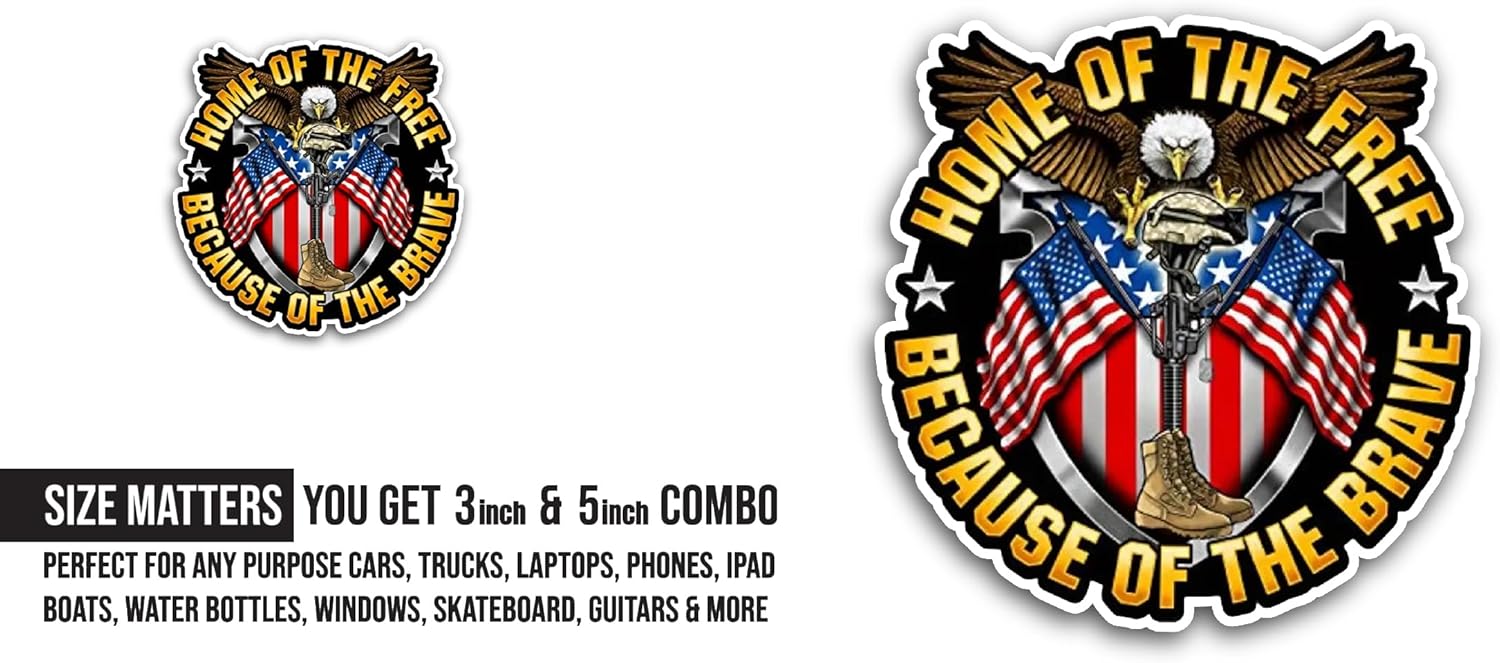 2 (Pieces) 3" and 5" Home of Sticker, Waterproof Vinyl Decals for Many Purpose Like Cars, Trucks, Laptops, Phones, Windows and More