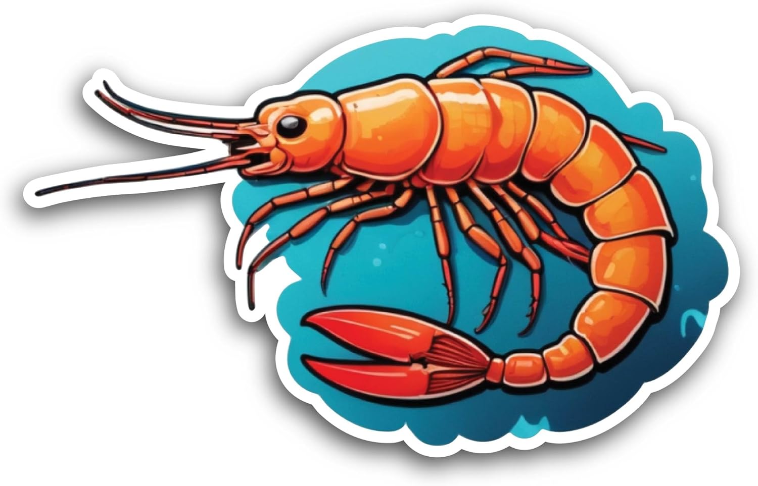 2 (Pieces) 3" and 5" Shrimp Sticker, Waterproof Vinyl Decals for Many Purpose Like Cars, Trucks, Laptops, Phones, Windows and More