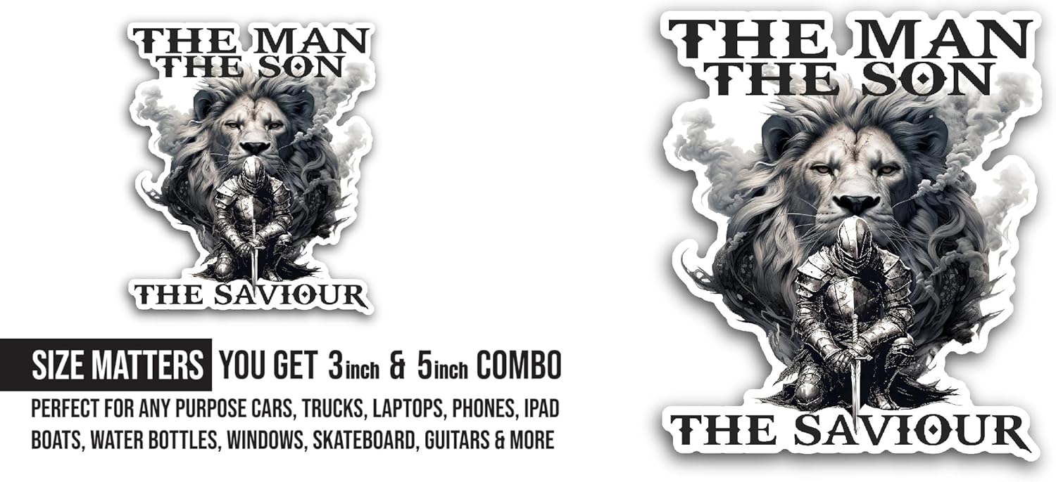 2 (Pieces) 3" and 5" The Man The Son Sticker, Waterproof Vinyl Decals for Many Purpose Like Cars, Trucks, Laptops, Phones, Windows and More
