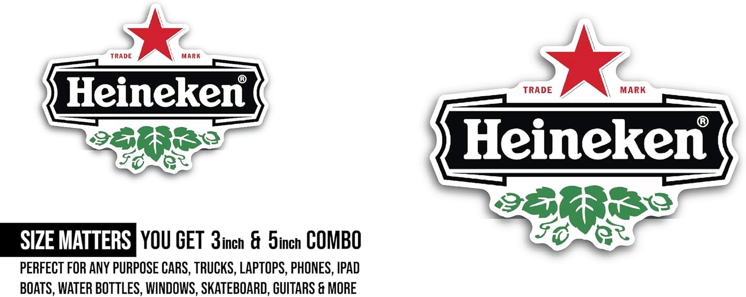 2 (Pieces) 3" and 5" Beer Sticker, Waterproof Vinyl Decals for Many Purpose Like Cars, Trucks, Laptops, Phones, Windows and More