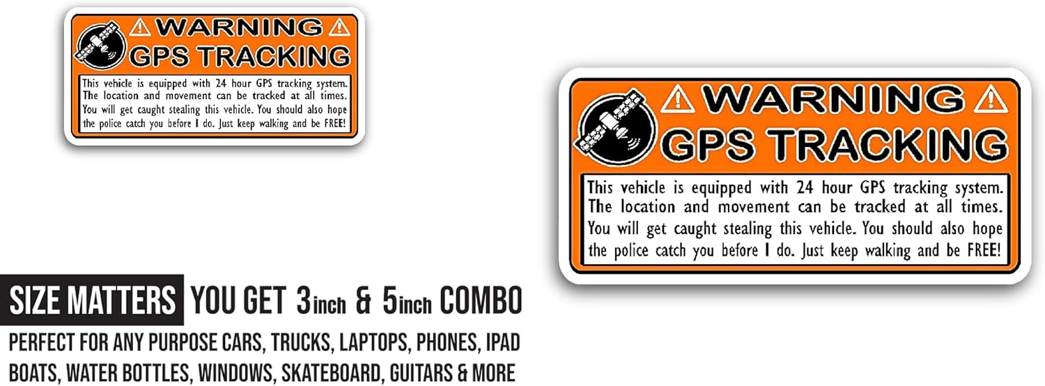 2 (Pieces) 3" and 5" GPS Tracking Sticker, Waterproof Vinyl Decals for Many Purpose Like Cars, Trucks, Laptops, Phones, Windows and More