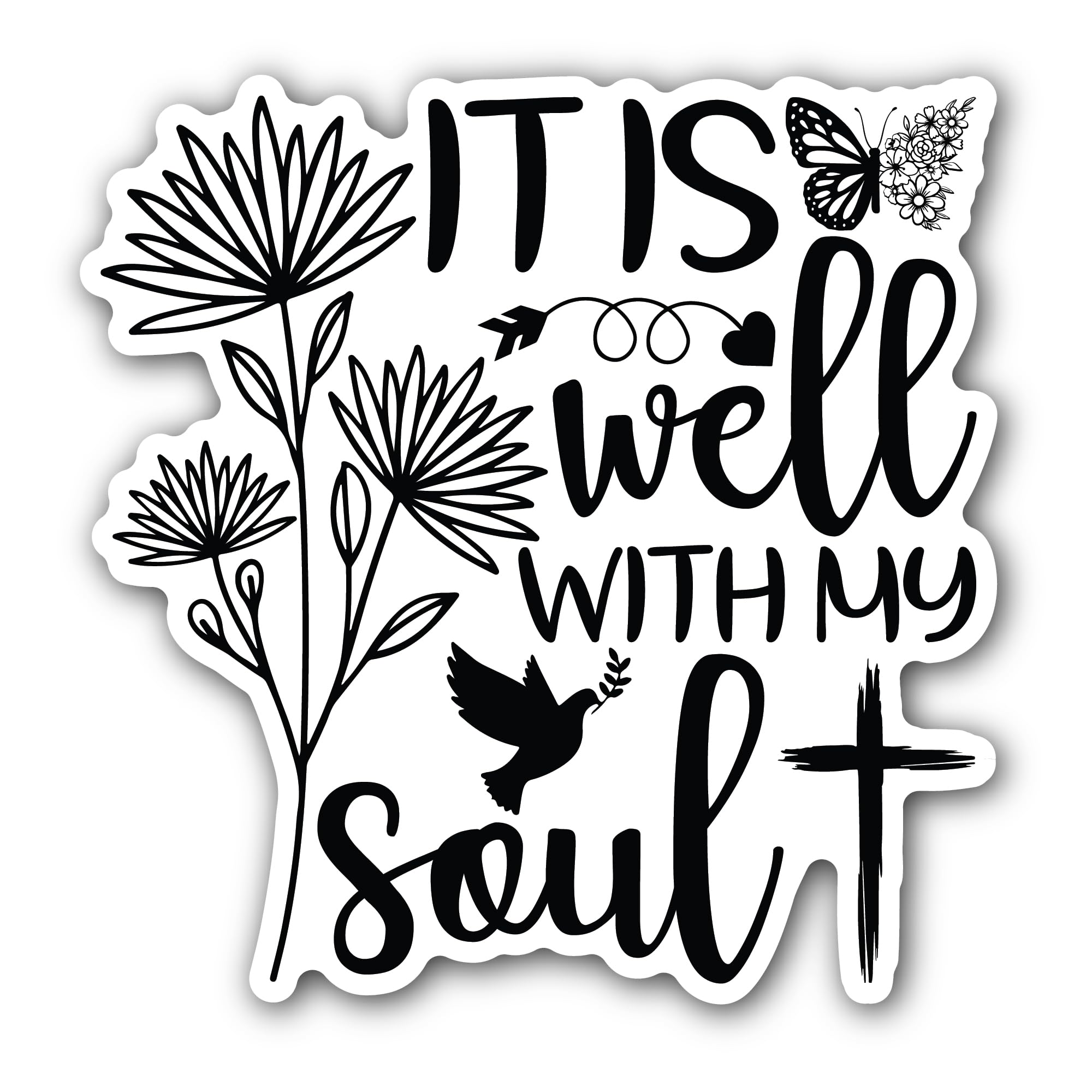 2 (Pieces) 3" and 5" It is Well with My Soul Sticker, Waterproof Vinyl Decals for Many Purpose Like 