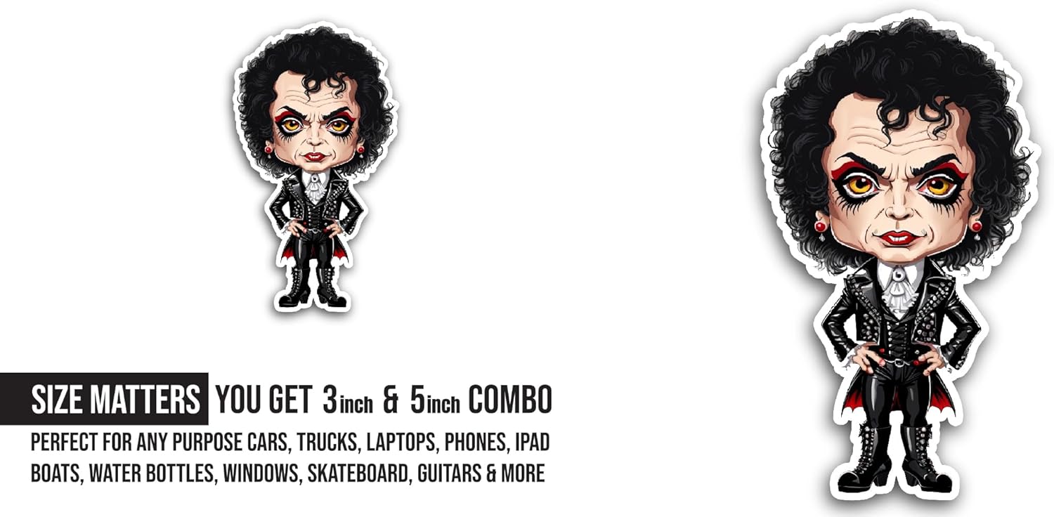 2 (Pieces) 3" and 5" Cartoon Character with Curly Hair Sticker, Waterproof Vinyl Decals for Many Purpose Like Cars, Trucks, Laptops, Phones, Windows and More
