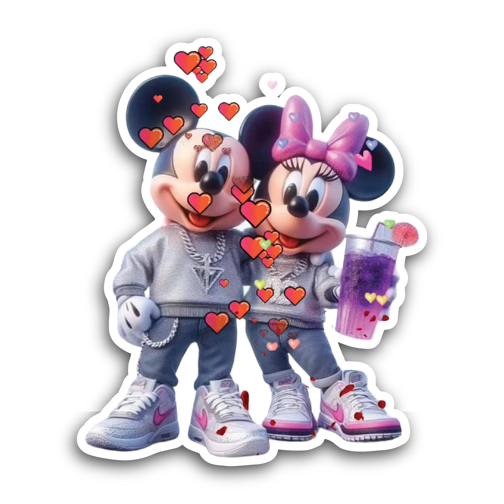 2 (Pieces) 3" and 5" Mouse Couple Sticker, Waterproof Vinyl Decals for Many Purpose Like Cars, Truck
