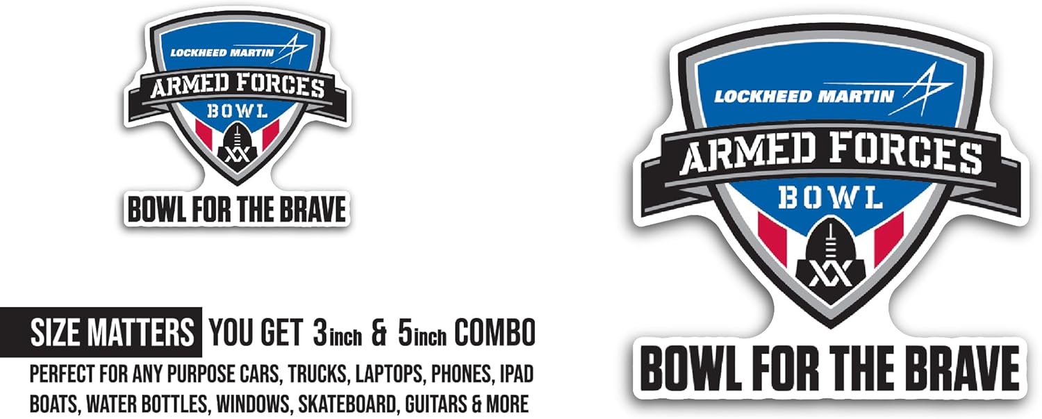 2 (Pieces) 3" and 5" Armed F0rces Bowl Sticker, Waterproof Vinyl Decals for Many Purpose Like Cars, Trucks, Laptops, Phones, Windows and More