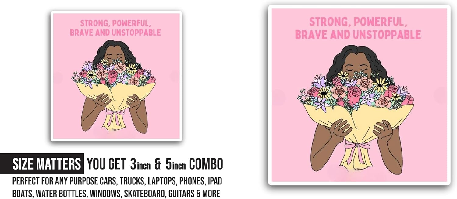 2 (Pieces) 3" and 5" Woman with A Bouquet Sticker, Waterproof Vinyl Decals for Many Purpose Like Cars, Trucks, Laptops, Phones, Windows and More