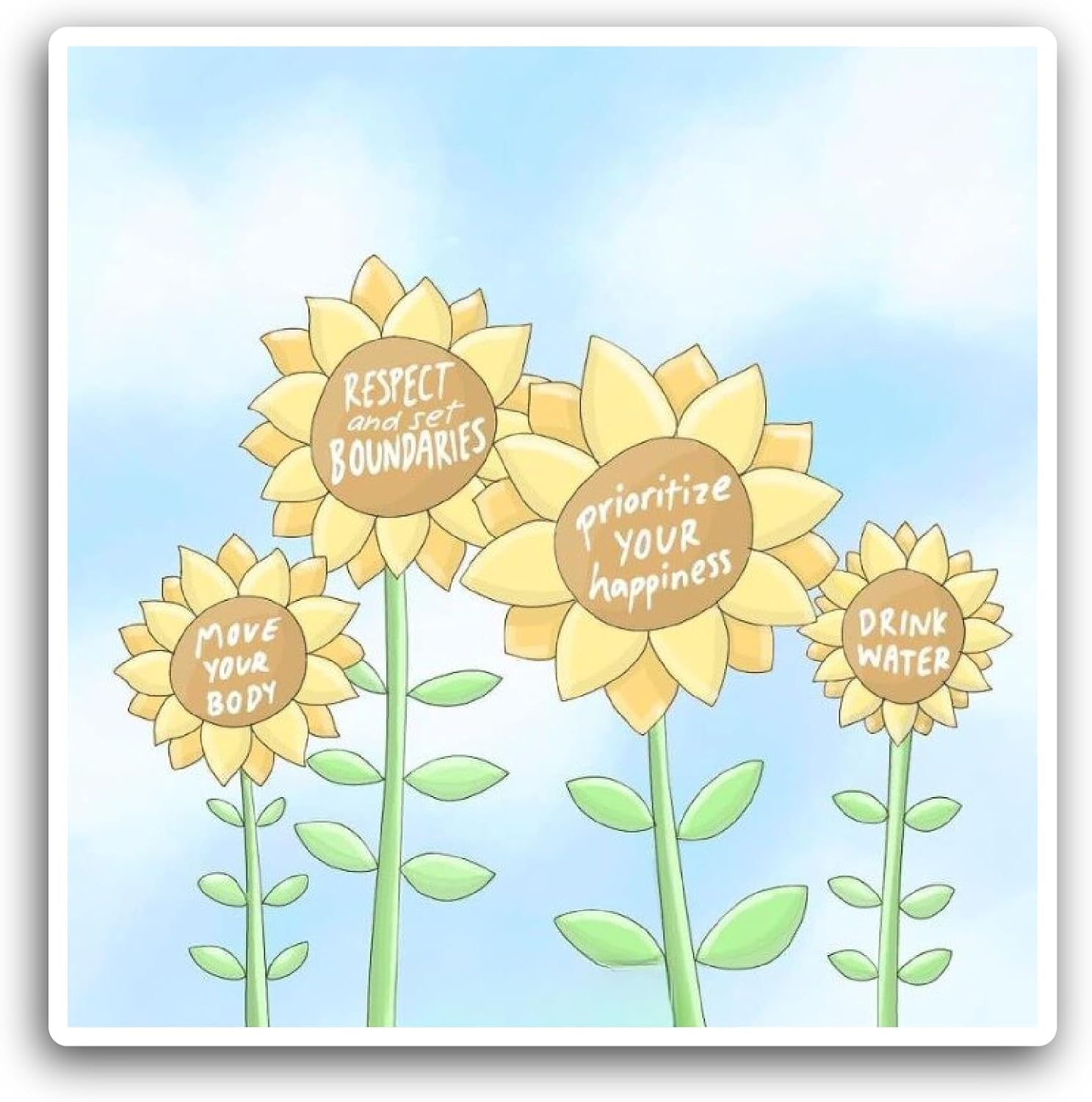 2 (Pieces) 3" and 5" Sunflowers Sticker, Waterproof Vinyl Decals for Many Purpose Like Cars, Trucks, Laptops, Phones, Windows and More