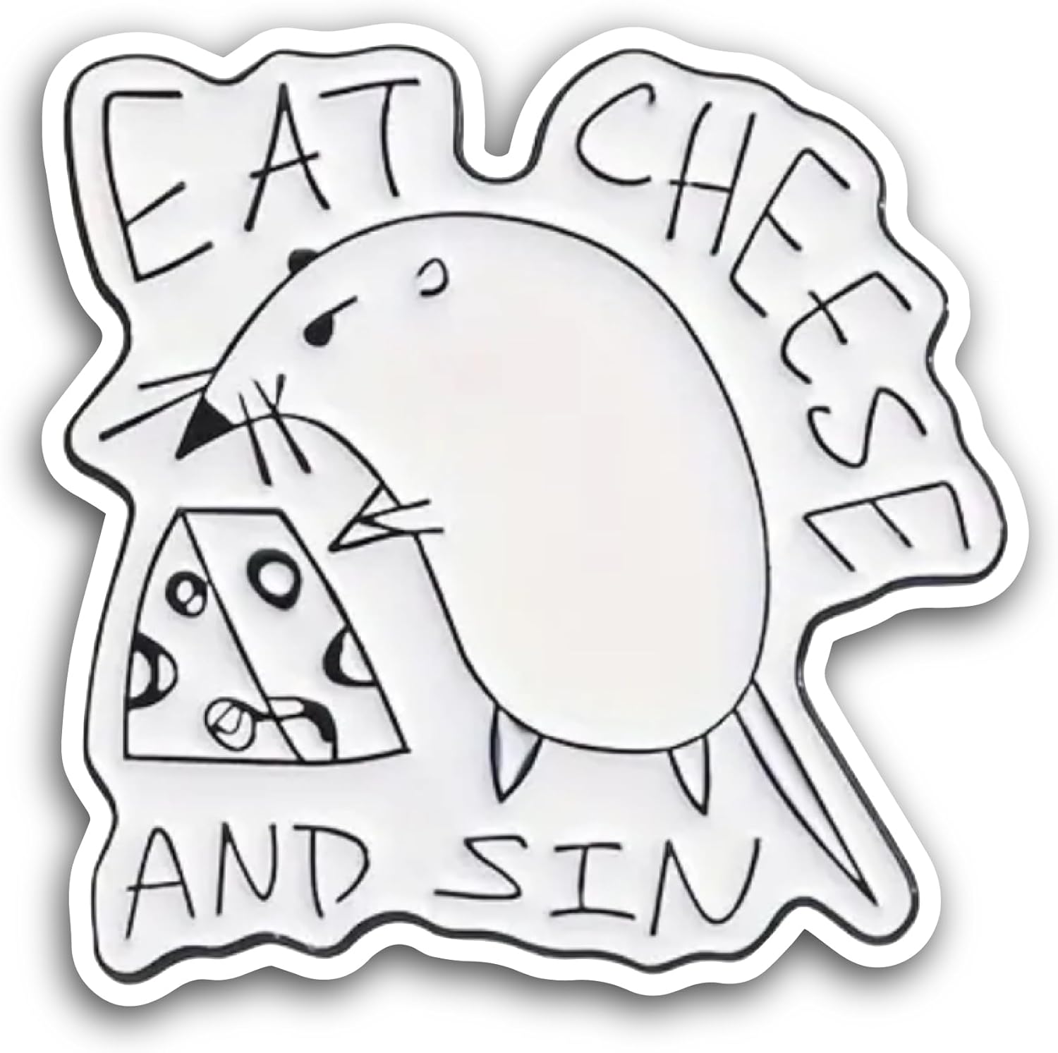 2 (Pieces) 3" and 5" Eat Cheese and Sin Sticker, Waterproof Vinyl Decals for Many Purpose Like Cars, Trucks, Laptops, Phones, Windows and More