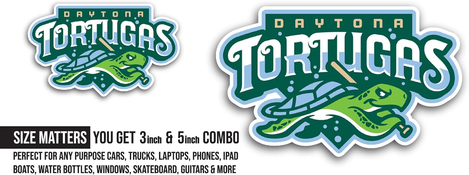 2 (Pieces) 3" and 5" Dayt0na Tortugas Sticker, Waterproof Vinyl Decals for Many Purpose Like Cars, Trucks, Laptops, Phones, Windows and More