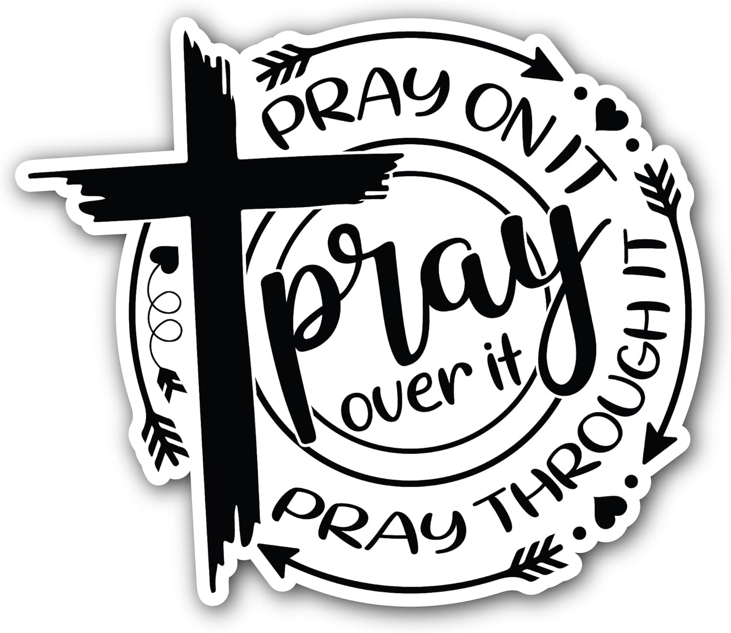 2 (Pieces) 3" and 5" Pray on It Pray Over It Pray Through It Sticker, Waterproof Vinyl Decals for Many Purpose Like Cars, Trucks, Laptops, Phones, Windows and More