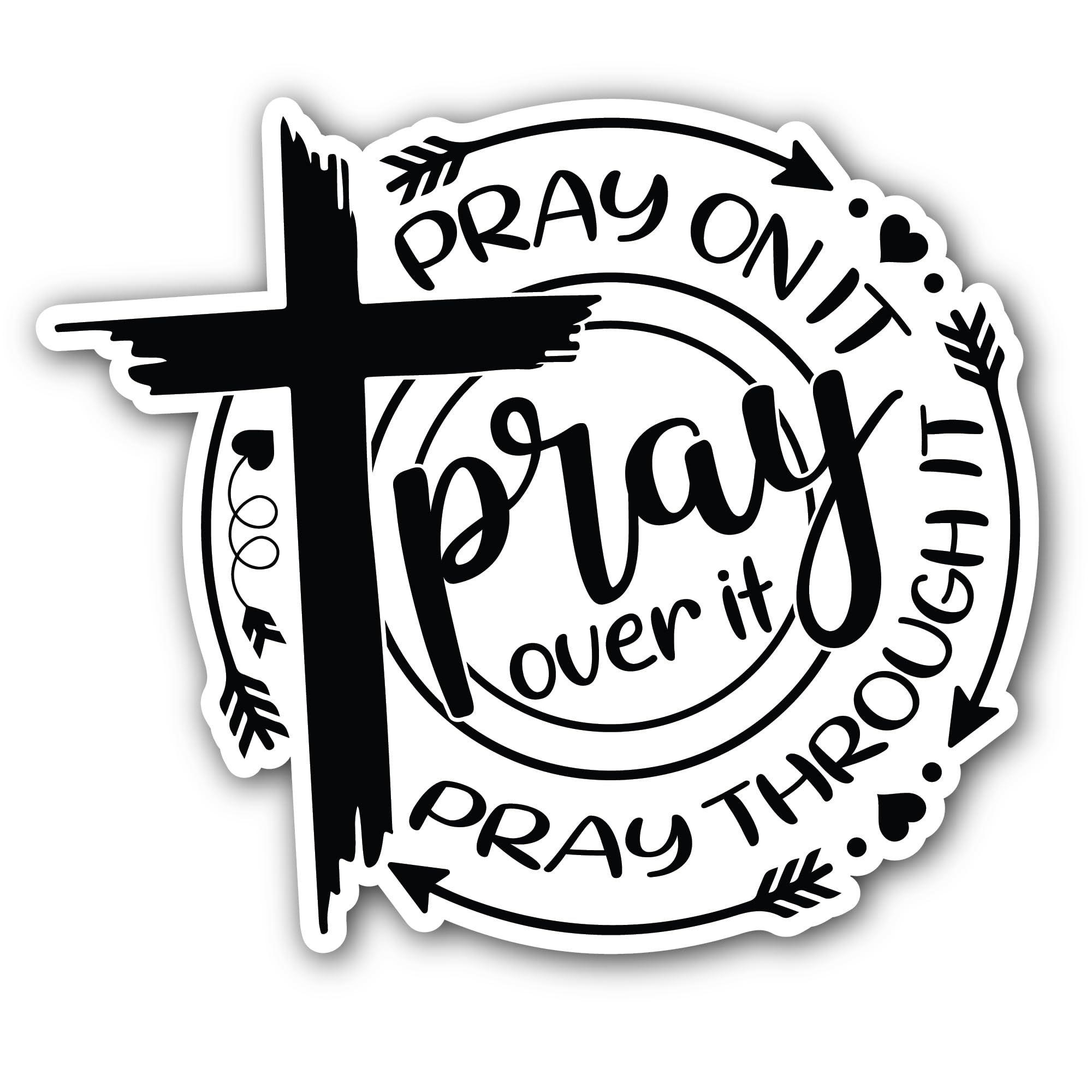 2 (Pieces) 3" and 5" Pray on It Pray Over It Pray Through It Sticker, Waterproof Vinyl Decals for Ma
