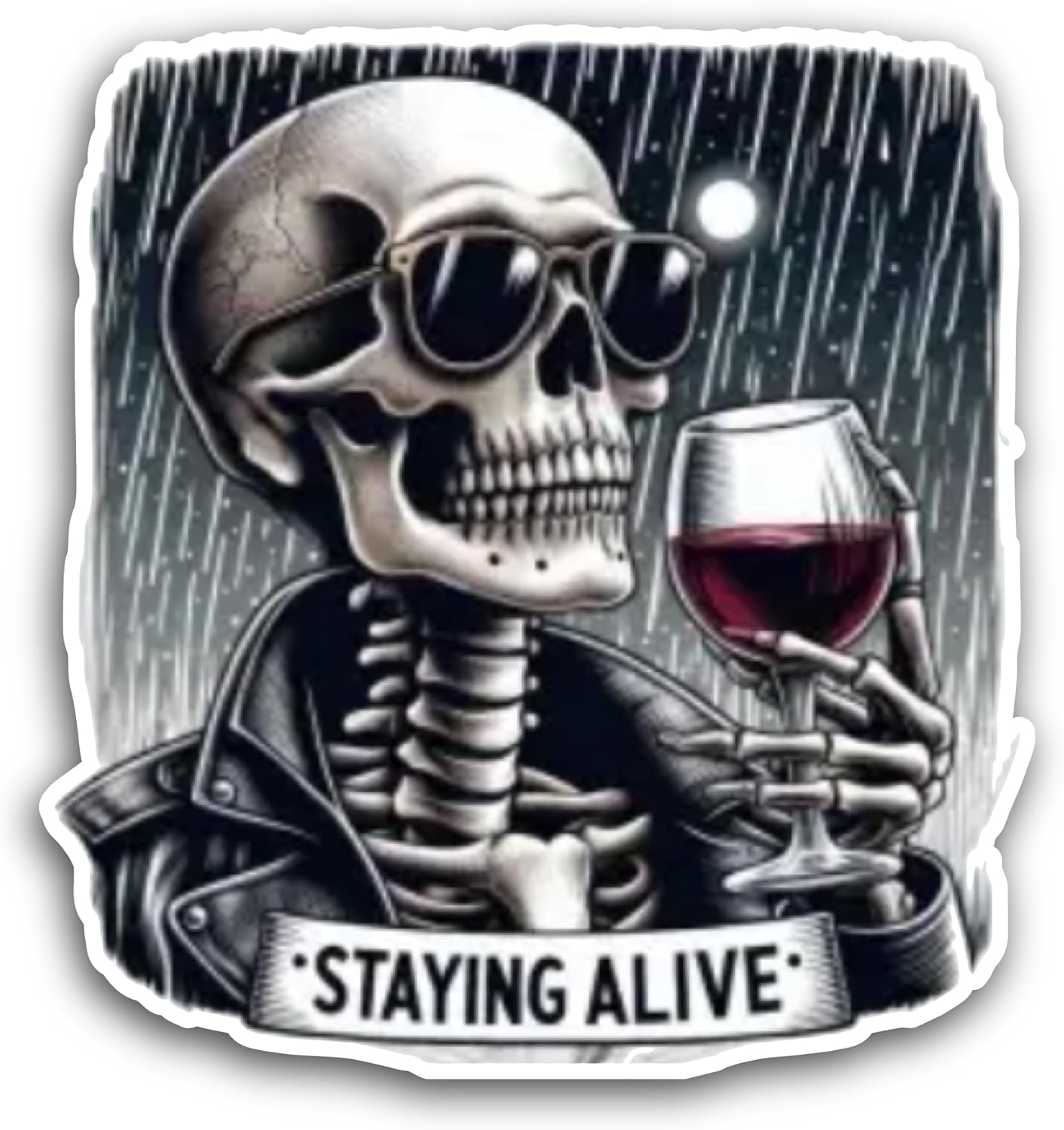 2 (Pieces) 3" and 5" Staying Alive Sticker, Waterproof Vinyl Decals for Many Purpose Like Cars, Trucks, Laptops, Phones, Windows and More