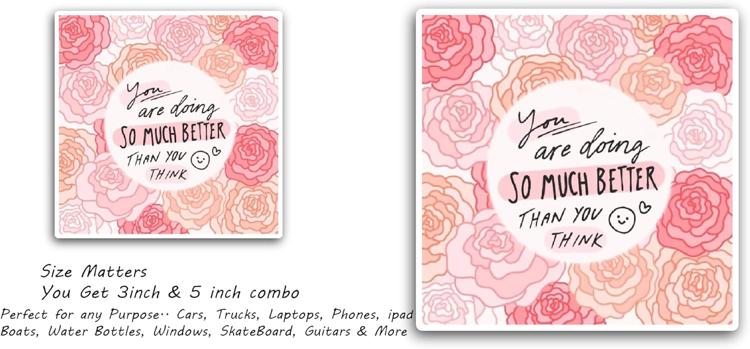 2 (Pieces) 3" and 5" You are Doing So Much Better Text Sticker, Waterproof Vinyl Decals for Many Purpose Like Cars, Trucks, Laptops, Phones, Windows and More