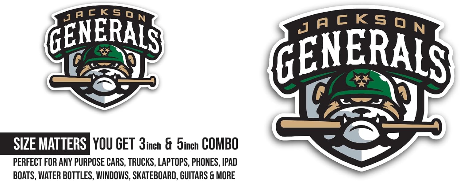 2 (Pieces) 3" and 5" Jacks0n Generals Sticker, Waterproof Vinyl Decals for Many Purpose Like Cars, Trucks, Laptops, Phones, Windows and More