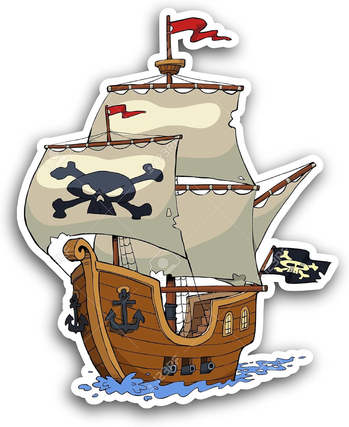 2 (Pieces) 3" and 5" Pirate Ship Vinyl Decal Sticker, Waterproof Vinyl Decals for Many Purpose Like Cars, Trucks, Laptops, Phones, Windows and More