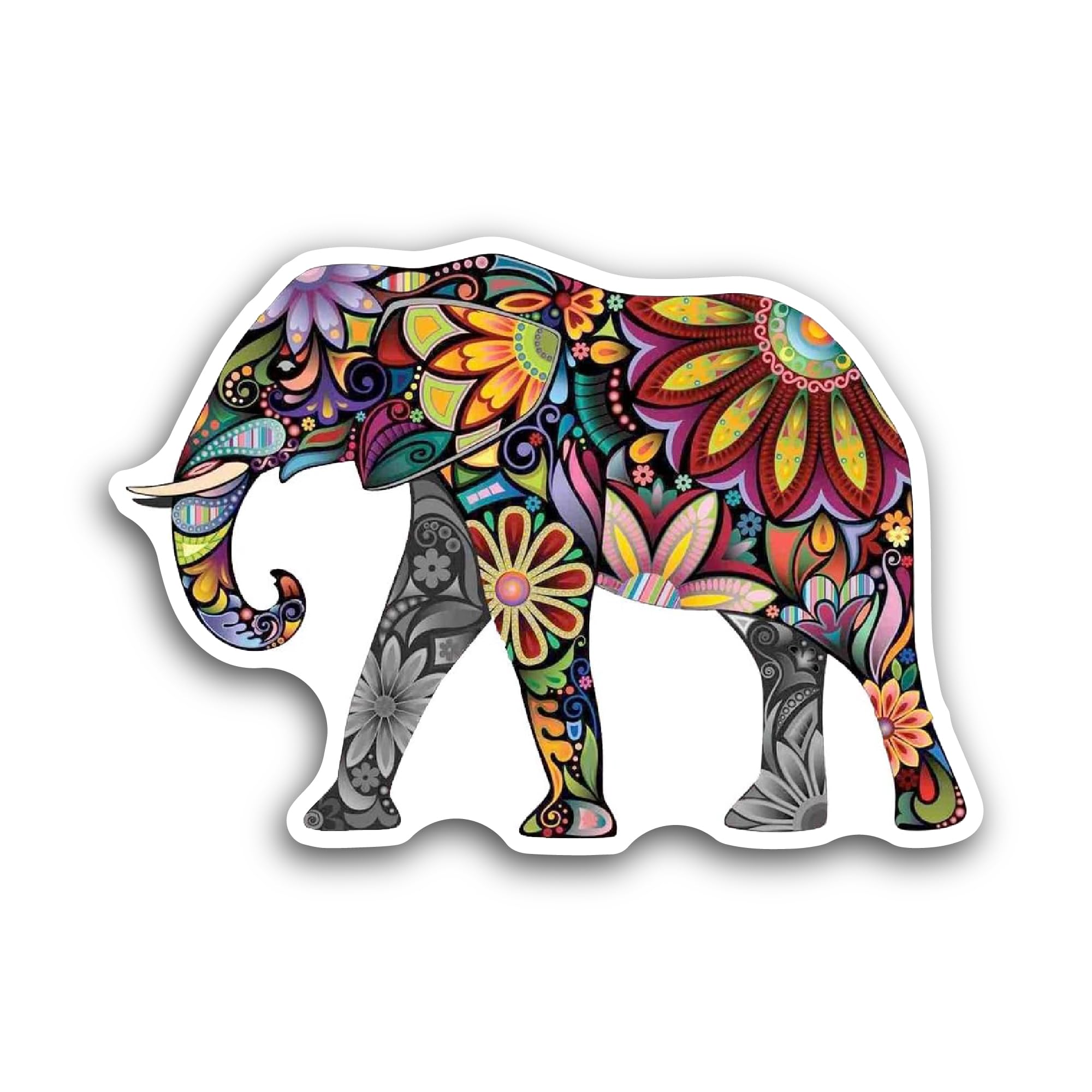 2 (Pieces) 3" and 5" Colorful Elephant Sticker, Waterproof Vinyl Decals for Many Purpose Like Cars, 