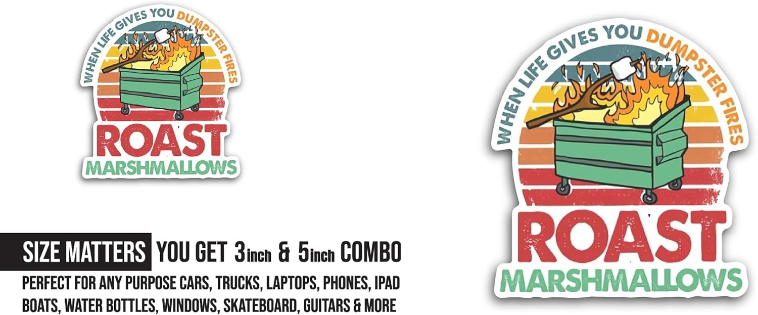2 (Pieces) 3" and 5" Roast Sticker, Waterproof Vinyl Decals for Many Purpose Like Cars, Trucks, Laptops, Phones, Windows and More