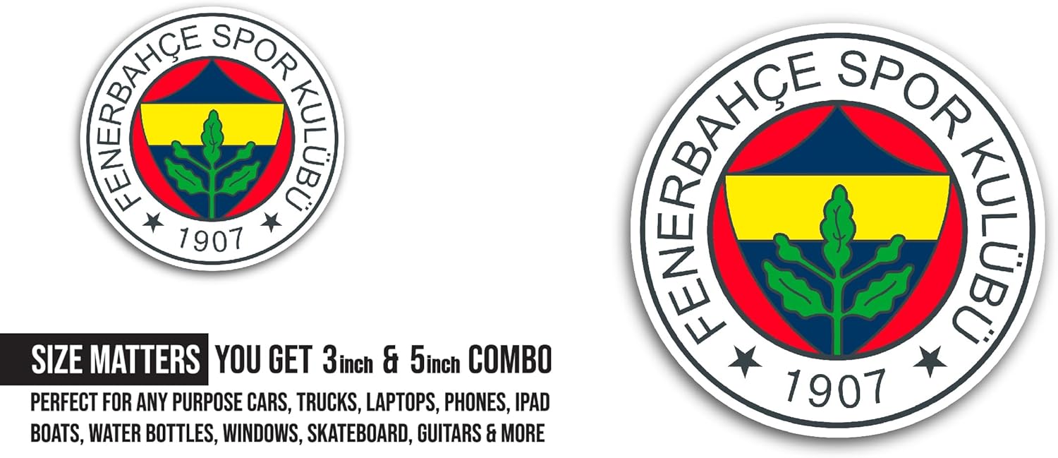 2 (Pieces) 3" and 5" F3nerbahçe Sticker, Waterproof Vinyl Decals for Many Purpose Like Cars, Trucks, Laptops, Phones, Windows and More