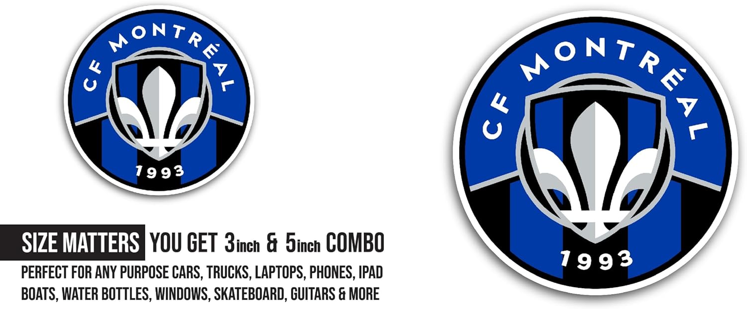 2 (Pieces) 3" and 5" CF M0ntreal Sticker, Waterproof Vinyl Decals for Many Purpose Like Cars, Trucks, Laptops, Phones, Windows and More