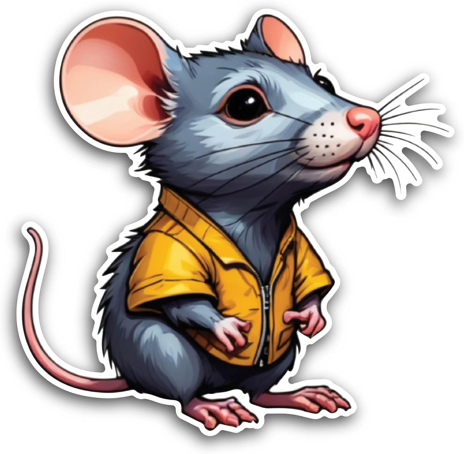 2 (Pieces) 3" and 5" Cute Rat Sticker, Waterproof Vinyl Decals for Many Purpose Like Cars, Trucks, Laptops, Phones, Windows and More