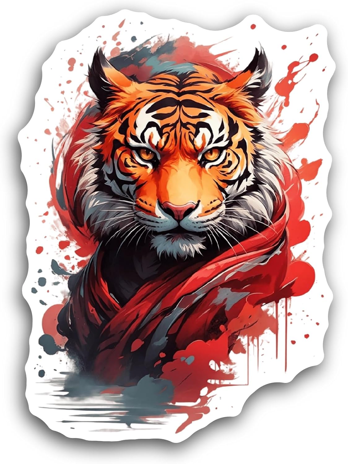 2 (Pieces) 3" and 5" Tiger Art Sticker, Waterproof Vinyl Decals for Many Purpose Like Cars, Trucks, Laptops, Phones, Windows and More
