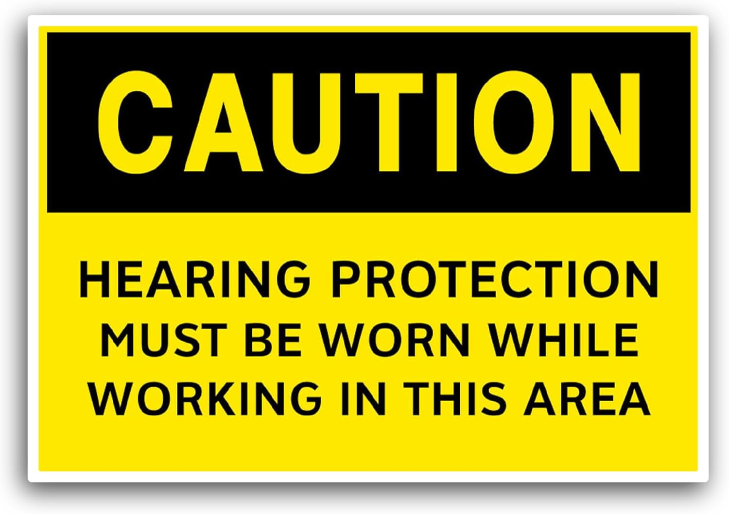 2 (Pieces) 3" and 5" Caution Hearing Pr0tection Sticker, Waterproof Vinyl Decals for Many Purpose Like Cars, Trucks, Laptops, Phones, Windows and More