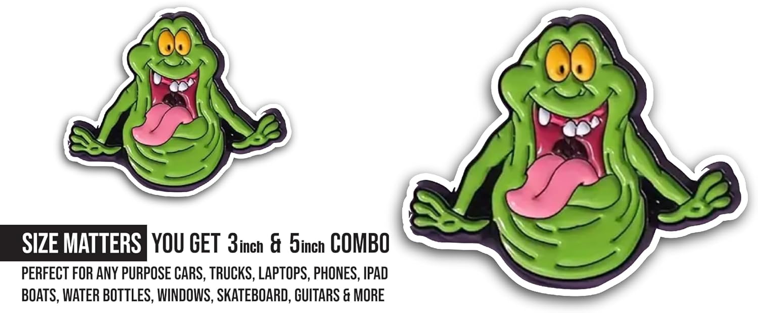 2 (Pieces) 3" and 5" Green Monster Sticker, Waterproof Vinyl Decals for Many Purpose Like Cars, Trucks, Laptops, Phones, Windows and More