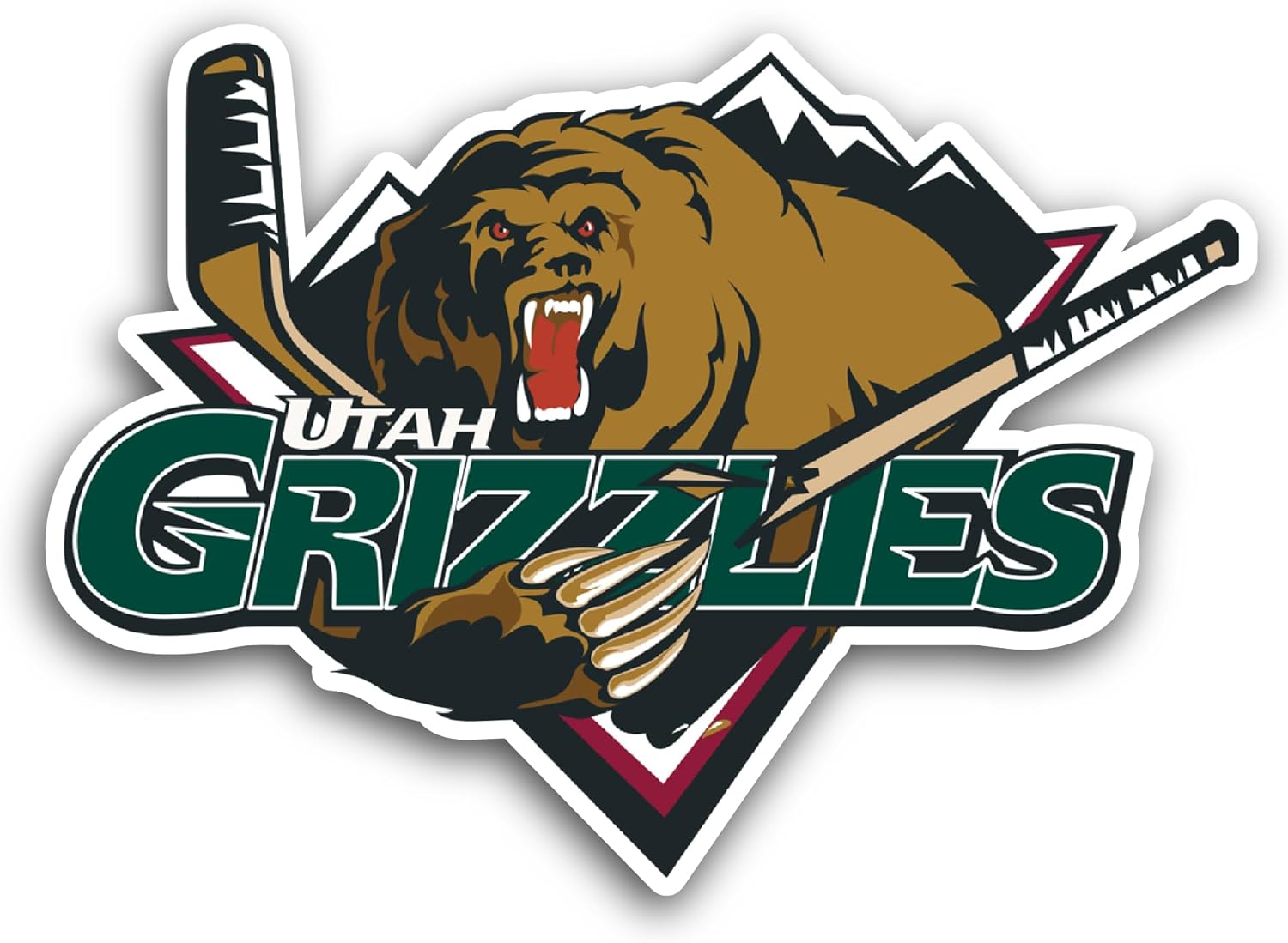 2 (Pieces) 3" and 5" Ut@h Grizzlies Sticker, Waterproof Vinyl Decals for Many Purpose Like Cars, Trucks, Laptops, Phones, Windows and More