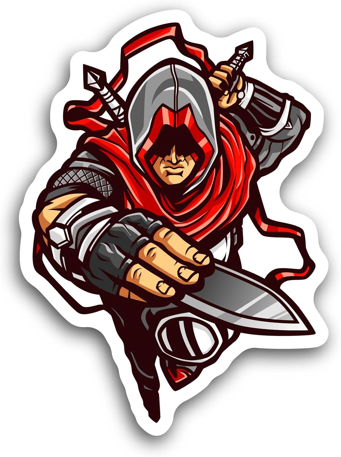 2 (Pieces) 3" and 5" Ninja with Sword Sticker, Waterproof Vinyl Decals for Many Purpose Like Cars, Trucks, Laptops, Phones, Windows and More
