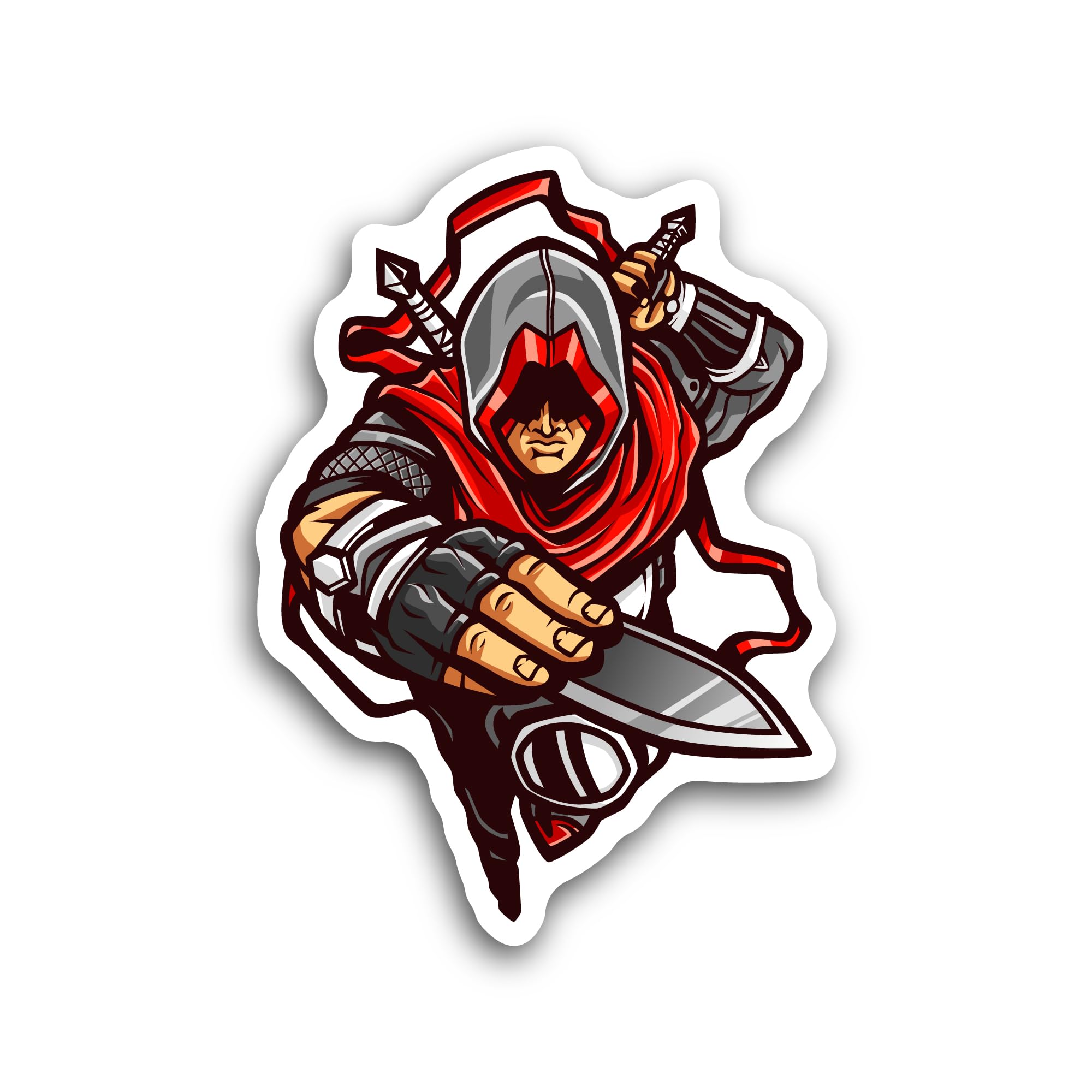 2 (Pieces) 3" and 5" Ninja with Sword Sticker, Waterproof Vinyl Decals for Many Purpose Like Cars, T
