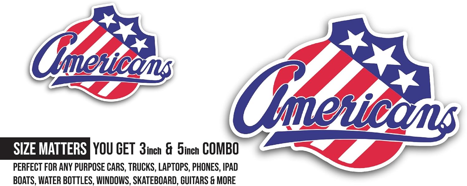 2 (Pieces) 3" and 5" R0chester Americans Sticker, Waterproof Vinyl Decals for Many Purpose Like Cars, Trucks, Laptops, Phones, Windows and More