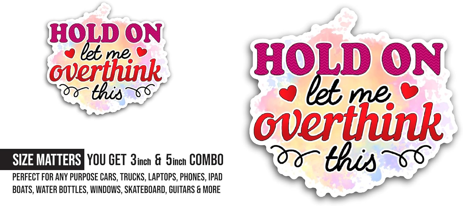 2 (Pieces) 3" and 5" Hold On Text Sticker, Waterproof Vinyl Decals for Many Purpose Like Cars, Trucks, Laptops, Phones, Windows and More