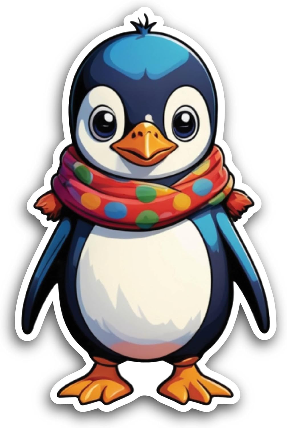 2 (Pieces) 3" and 5" Penguin with Scarf Sticker, Waterproof Vinyl Decals for Many Purpose Like Cars, Trucks, Laptops, Phones, Windows and More